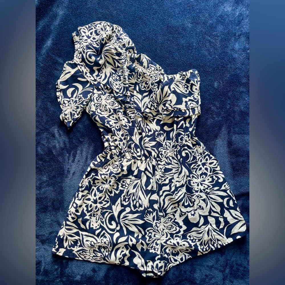 She + Sky Navy and Cream Floral Jumpsuit